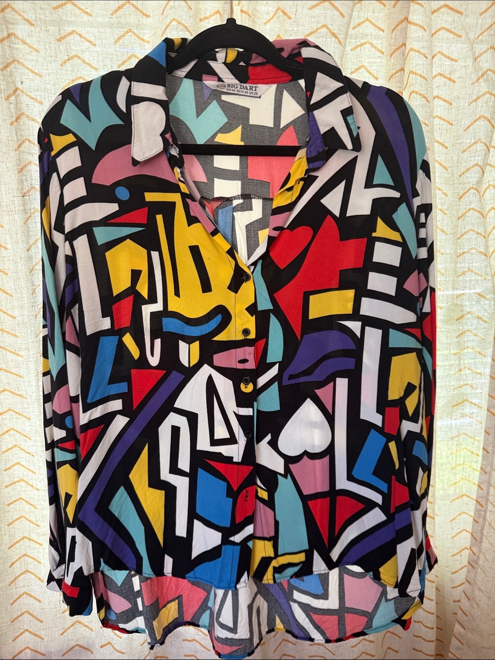 In Living Color - Colorful Abstract Print Button-Up Blouse